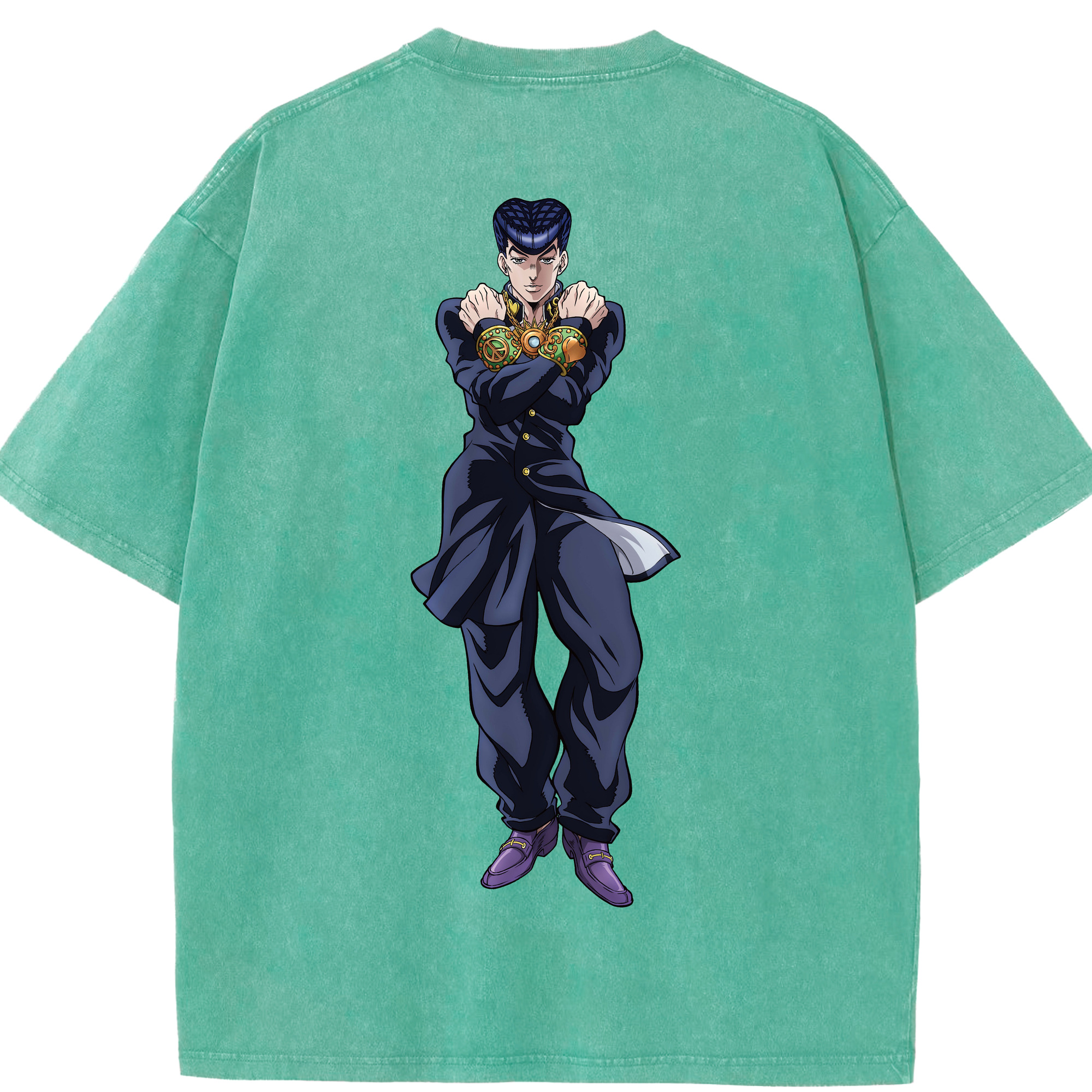 （画像用） ジョジョの奇妙な冒険 ひがしかた じょうすけ JoJo's Bizarre Adventure Higashikata Josuke 綿100% ヴィンテージ風 半袖Tシャツ（背面プリント）